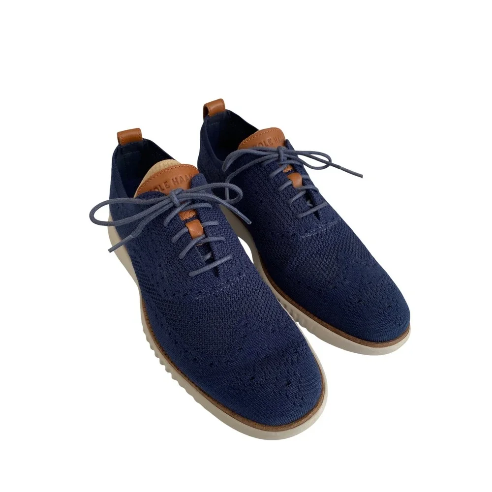 Cole Haan Zero Grand Knit Lite‎ Wingtip Oxford Mens 9M Navy Blue Casual Shoes